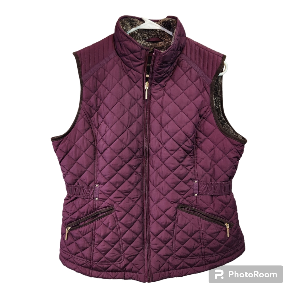 Weatherproof Womens Quilted Full Zip Adj. Sherpa Lined Vest L